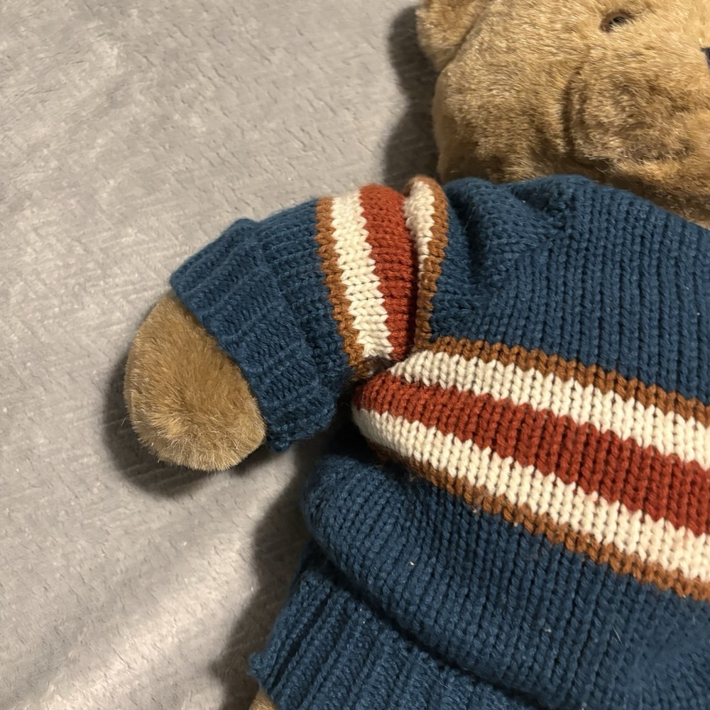 Vintage 1984 CHOSUN INTERNATIONAL Teddy Bear Plush with Blue Sweater and Hat - Picture 3 of 16